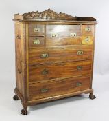 A late 19th century / early 20th century Anglo Chinese camphorwood secretaire military chest, with