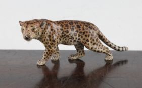 A late 19th / early 20th century Austrian cold painted bronze model of a standing leopard, 5in.
