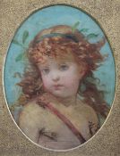 Attributed to Hippolyte Dominique Berteaux (1843-1926)oil on canvas,L`Amour,oval,18 x 14in.