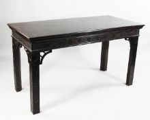 A Chippendale revival rectangular mahogany centre table, with blind fret carved decoration, on