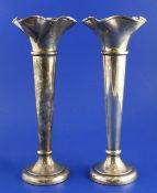 A pair of George V silver specimen vases, Walker & Hall, Sheffield, 1933/1935, 10.75in.