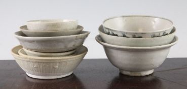 A group of Chinese Song to Ming dynasty dishes and bowls, including three Ming blue and white