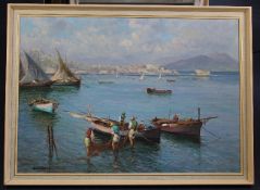 Guido Odierna (1913-1991)oil on canvas,Neapolitan fishermen,signed,27 x 38in.