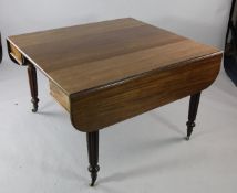 A 19th century mahogany extending dining table, the drop leaf top extending with concertina action