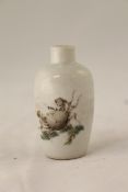 A Chinese enamelled porcelain vase shaped snuff bottle, 1821-50, painted to one side with a crab