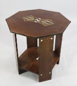 An Arts & Crafts octagonal top occasional table, with geometric ivory and specimen wood inlays, W.