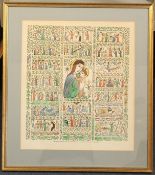 Philip Hagreen (1890-1988)woodcut,`Our Lady of the Rosary`,18 x 16in.
