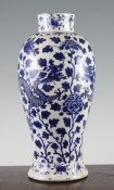 A Chinese blue and white `dragon` vase, Kangxi mark, late 19th century, painted two confronting