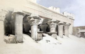 Haghe After David Robertscoloured lithograph,Portico of the Temple Edfou, Upper Egypt,12.5 x 20in.