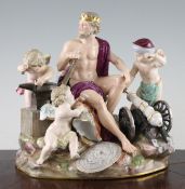 A Meissen group emblematic of war, after Acier, late 19th century, with a central figure of a God
