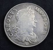 A Charles III silver crown, 1662, rose below bust (F/VF).