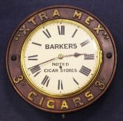 A 19th century mahogany advertising wall timepiece, with painted Roman dial signed Barkers Noted