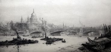 William Lionel Wyllie (1851-1931)etching,Blackfriars Bridge,signed in pencil,8ins x 16ins