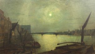 John Atkinson Grimshaw (1836-1893)oil on canvasSouthwark Bridge from Blackfriars by moonlightsigned