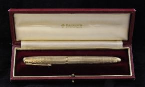 A 9ct gold Parker fountain pen, with engine turned decoration and original case