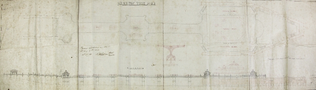 An original plan on silk for the widening of the West Pier, Brighton, c.1891, inscribed, signed and