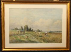 Frank Spenlove-Spenlove (1864-1933)watercolour,Bucolic scene with figures harvesting,signed and