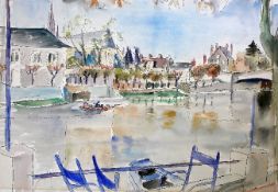 Maud Frances Eyston Sumner (South African, 1902-1985)ink and watercolour,On The Seine,signed and