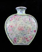 A Chinese famille rose `thousand flower` snuff bottle, Qianlong mark, 1821-50, of spade form, the