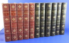 Fielding, Henry - 5 Works, including Tom Jones, 2 vols, all half red morocco, c.1899, together with