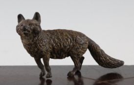 A 19th century Austrian cold painted bronze model of a standing fox, unmarked, 7.5in.