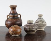 Two Chinese Song dynasty miniature vessels and two Sawankhalok miniature vessels, 12th - 14th
