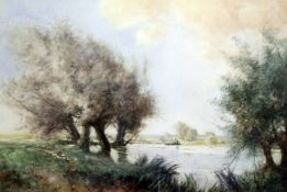 William Tatton Winter (1855-1928)watercolour,`The Willow Pool`,signed,14 x 20.5in.