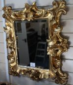 A 19th century carved giltwood rectangular wall mirror, with heavy acanthus scroll frame and