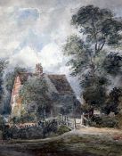 David Cox Jnr (1809-1885)watercolour,Lodge house and trees,signed,10.75 x 8.75in.