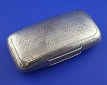 A Victorian silver cigar case, of rectangular cushion form with engine turned decoration, Johnson,