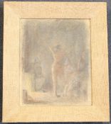 Bernard Dunstan R.A (1920-)pastel,Circus performers waiting in the wings,initialled,10.5 x 8.5in.