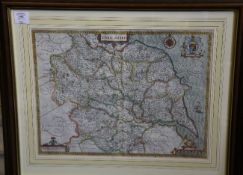 John Speedcoloured engraving,Map of Yorkshire, to be sold by Bassett in Fleet Street and Chiswell