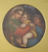 A Continental porcelain plaque of the Madonna della Sedia, after Raphael, late 19th century, of