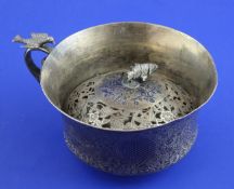 A Turkish? silver and niello incense cup and cover, decorated with views of the Grand Mosque and