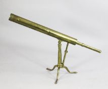 A Victorian brass single drawer telescope, marked M. Berge, Late Ramsden, London, on adjustable