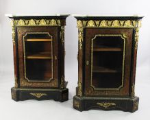 A pair of 19th century ormolu mounted boulle work pier cabinets, in premier and contra-parte with