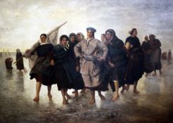 Marco Lapino (late 19th century School)oil on canvas,`Oyster Gatherers`,signed,31 x 42in.