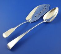 A George III silver Old English pattern basting spoon, with engraved monogram, William Seaman,