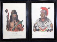 Thomas Mckenney and James Hall 183821 coloured lithographs,Studies of American Indians, printed and