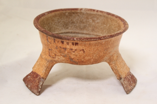 A Pre-Columbian Michoacan pottery tripod vessel, West Mexico, c.100 BC- 250 AD, the interior with