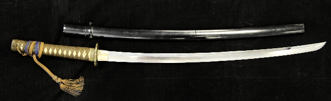 A Japanese WWII katana, the tang marked for Ishihara Michihiro, Seki Province, with ray skin