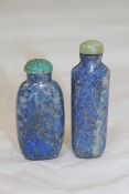 Two Chinese lapis lazuli snuff bottles, 19th/20th century, the of tapered oval section, 7.2cm and