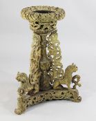 A 19th century Anglo-Indian jardiniere stand, with elaborate floral carved planter and central