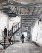 Johannes Bosboom (Dutch, 1817-1891)watercolour and pencil,Monastery interior,signed,7 x 6in.