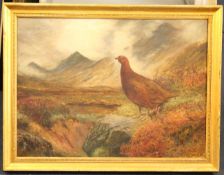 George Barker (1882-1965)oil on canvas,Grouse in a Scottish valley,signed,20 x 27in.