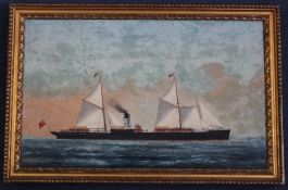 19th century Chinese Schooloil on canvas,The Schooner-Rigged Screw Steamship Antenor, (1872-91), of