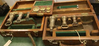 Three Victorian bell weights, 4lb, 2lb and 1lb, all marked for West Sussex, together with a part