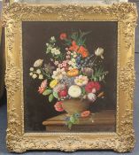 English Schooloil on canvas,Still life of flowers in a vase,24 x 20in.