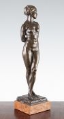 Adolf Gustav Daumiller (1876-1962). A bronze figure of a standing female nude, signed A. Daumiller,