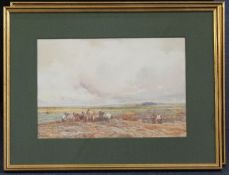 Claude Hayes (1852-1922)pair of watercolours,Harvesters in landscapes,signed,9 x 13.5in.